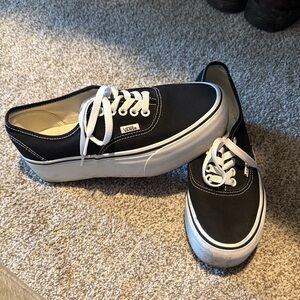 Vans Classic Platform Black and White Lace-Up Shoes